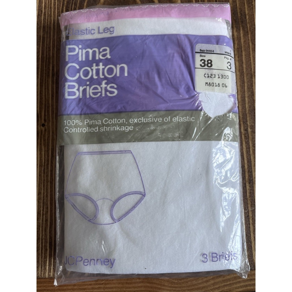 VTG JC Penney Size 6 Briefs White 3 Pair Pack 100% Cotton 38 New JC Penney 101